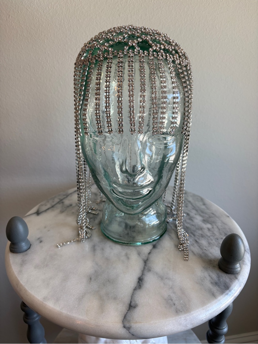 Crystal Fringe Headpiece and Bra Set - Silver - Picture 7 of 11